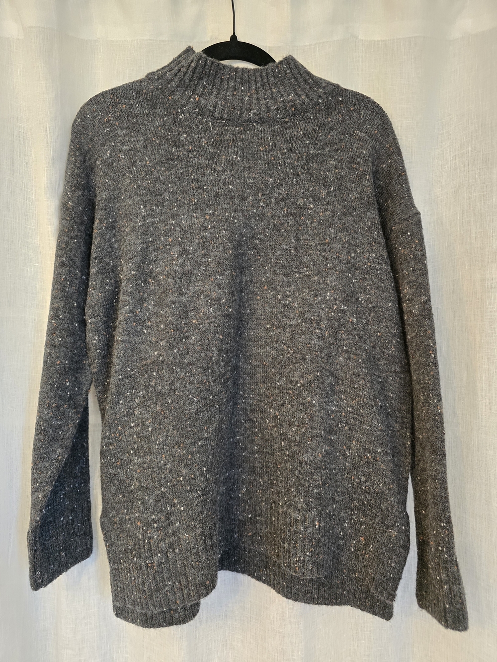 Women's Grey Speckled Knit Mock-Neck Sweater